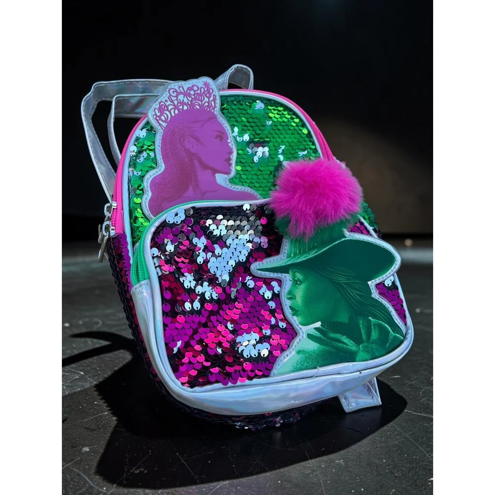 Wicked Movie Glinda Elphaba Mini Backpack Sequin Green Pink‎ Universal Studios